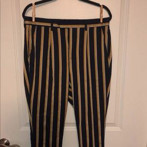 High Waisted, Cigarette Pants, Blue,Yellow, White